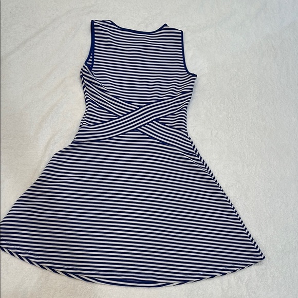 TRULLI Blue and White Sleeveless Fit and Flare Midi Dress Size M - Picture 11 of 12